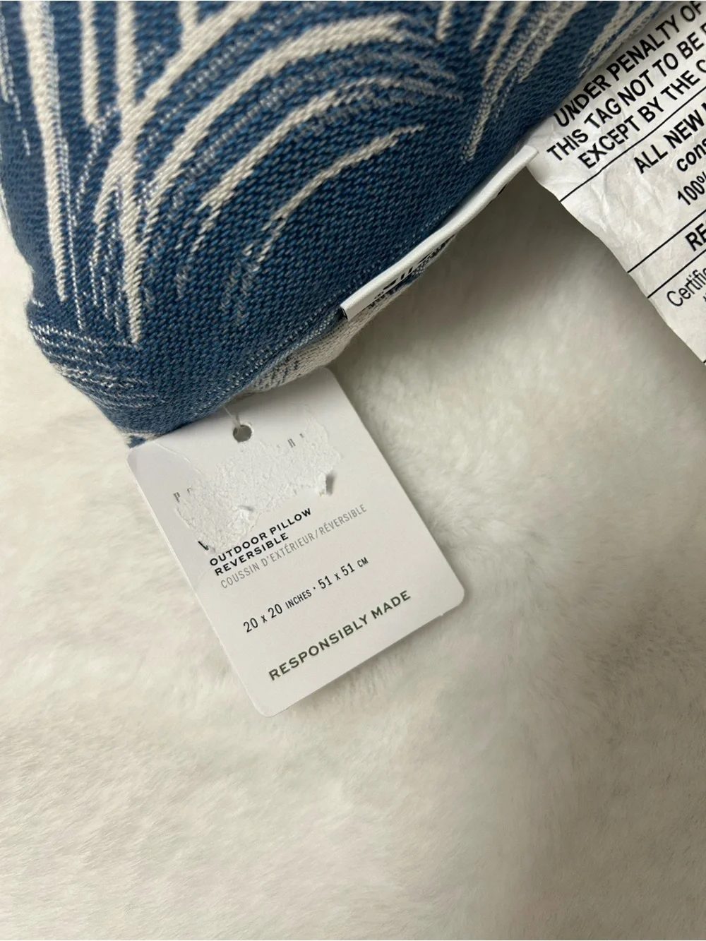 Pottery Barn Sunbrella reversible wave outdoor pillow